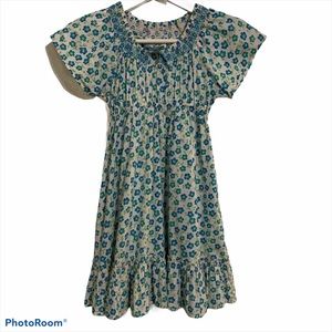 Mini Boden 5 6 smocked ruffle dress floral prairie ruched ditzy flowers twirl